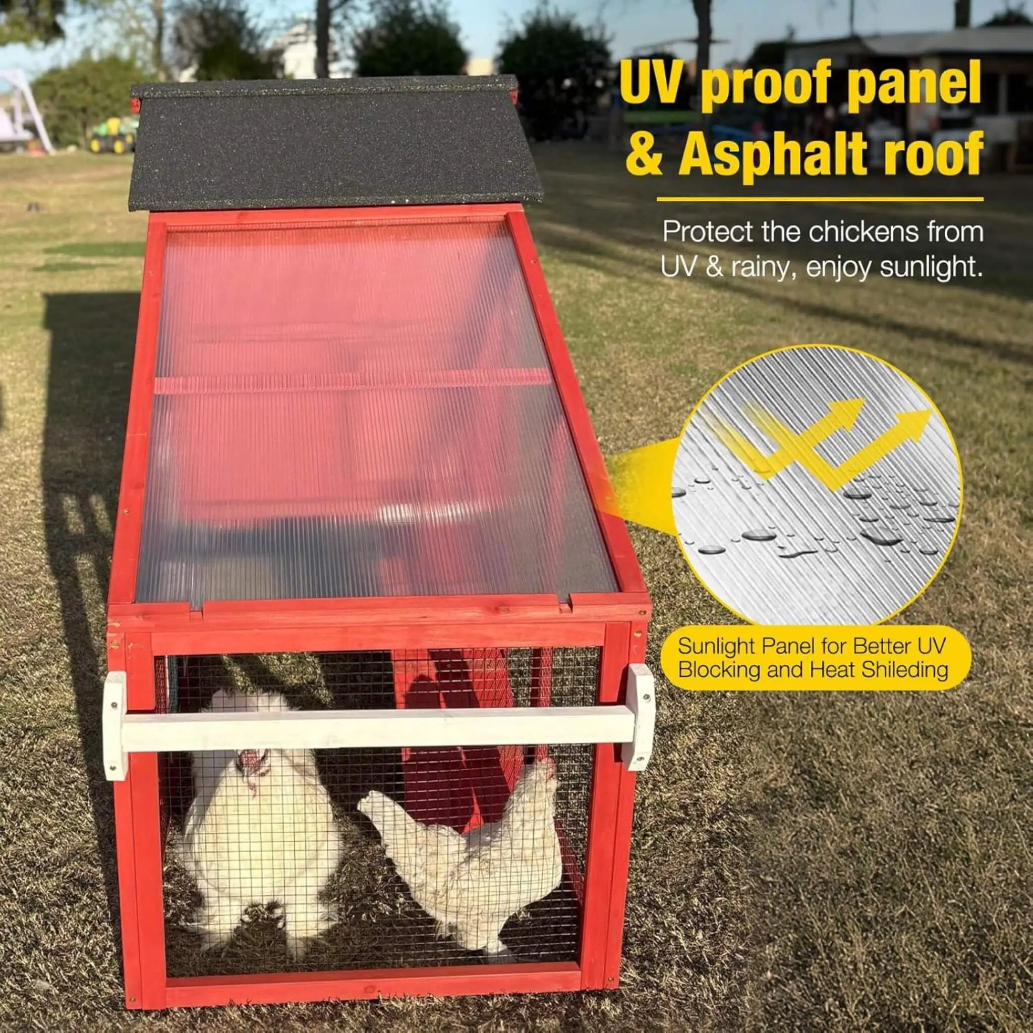 Large 73-Inch Portable Chicken Coop With Wheels And Nesting Box (SAK27495) by SAKSBY WHOLESALE