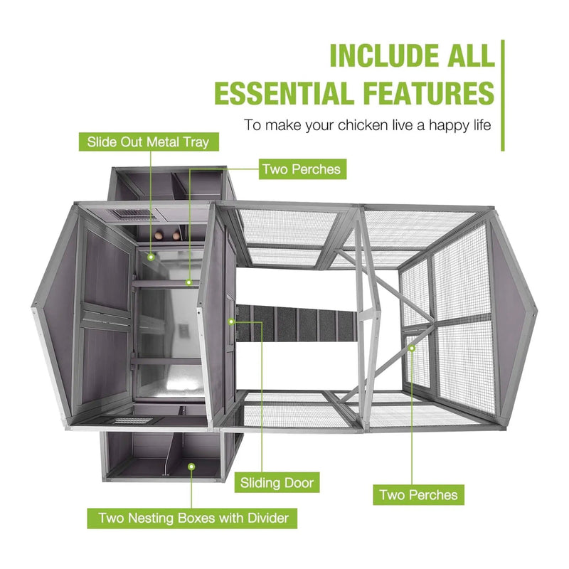 Large 76-Inch Outdoor Chicken Hen House With Sleeping Area And Run [6-10 Chickens] (SAK56431) by SAKSBY WHOLESALE
