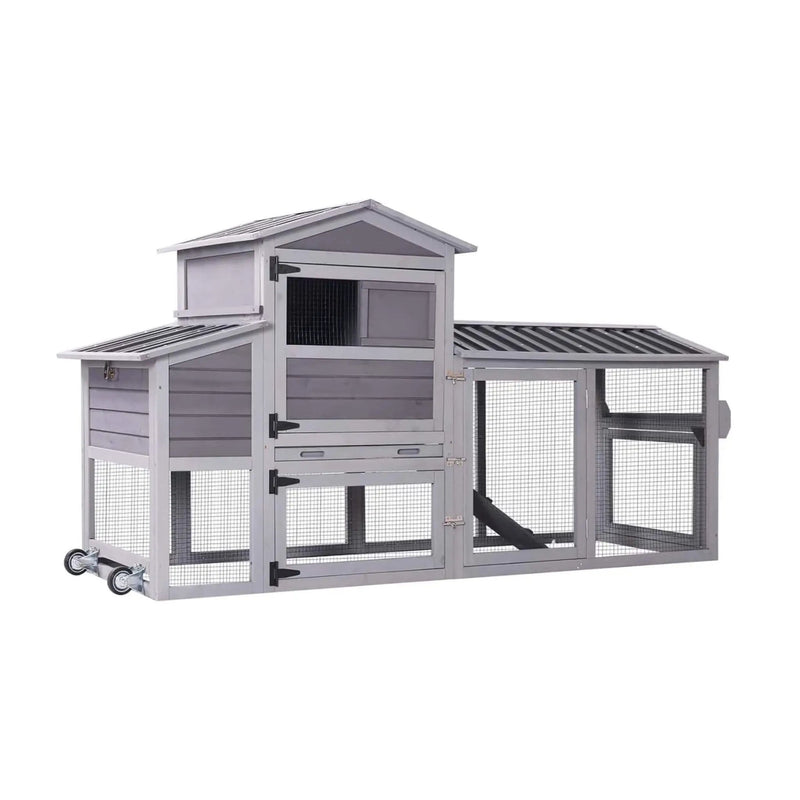 Large 83-Inch Mobile Chicken Coop With Wheels And Nesting Box [4-6 Chickens] (SAK81360) by SAKSBY WHOLESALE