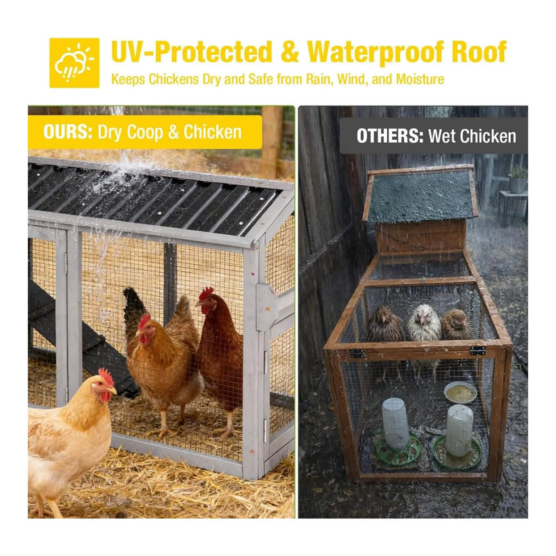 Large 83-Inch Mobile Chicken Coop With Wheels And Nesting Box [4-6 Chickens] (SAK81360) by SAKSBY WHOLESALE