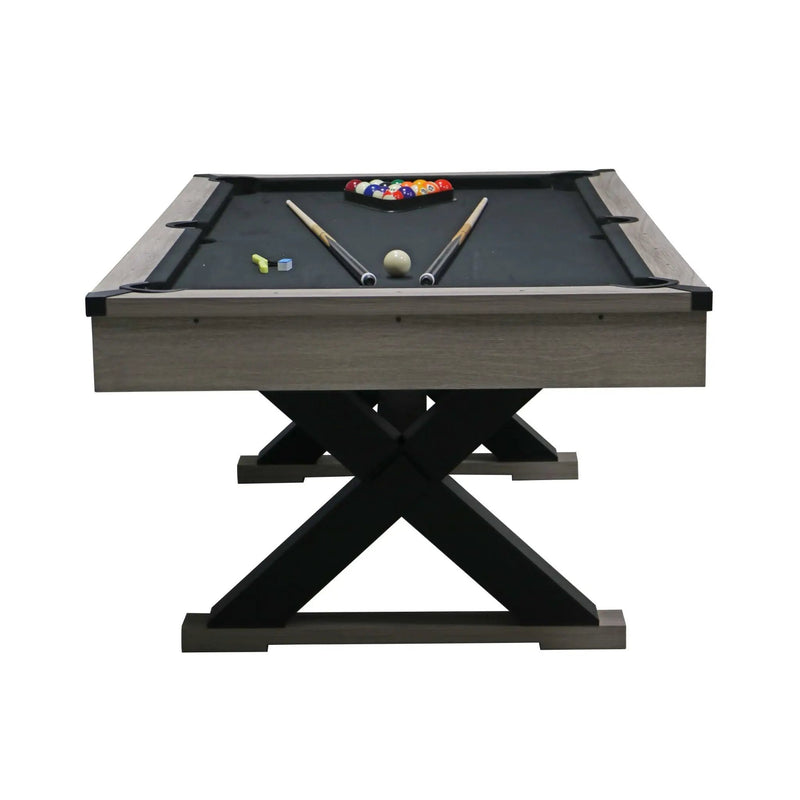 Large 84-Inch Rustic Gray Pool Table With Cues, Balls And X-Legs (SAK54361) by SAKSBY WHOLESALE