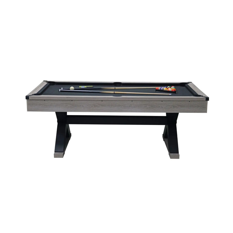 Large 84-Inch Rustic Gray Pool Table With Cues, Balls And X-Legs (SAK54361) by SAKSBY WHOLESALE