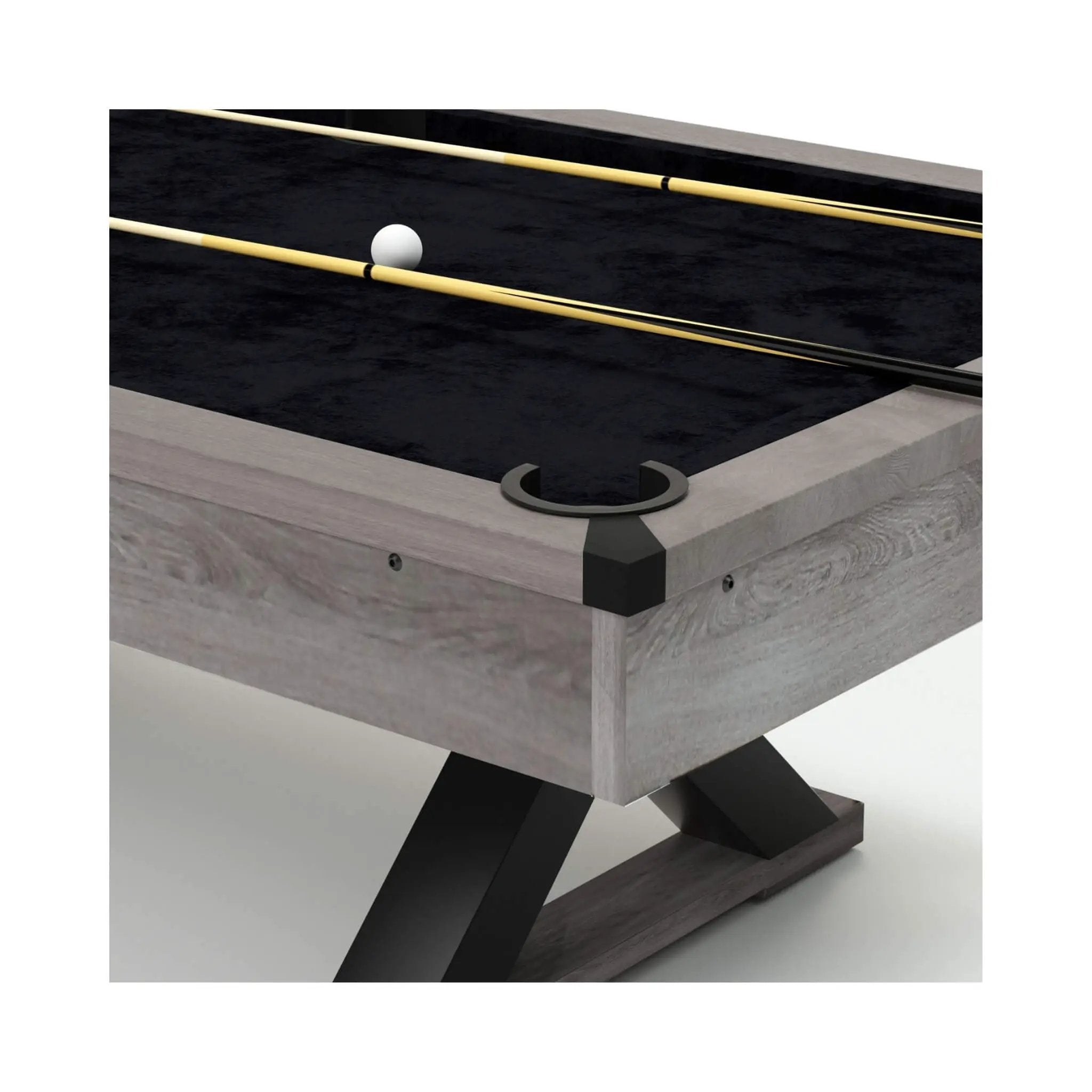 Large 84-Inch Rustic Gray Pool Table With Cues, Balls And X-Legs (SAK54361) by SAKSBY WHOLESALE