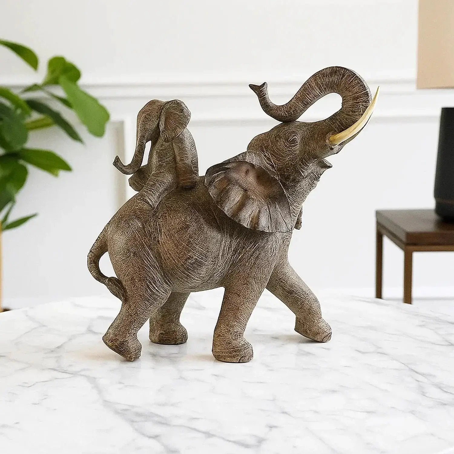 Large African Elephant and Calf Statue Decorative Home and Garden Decor by House Of Avana