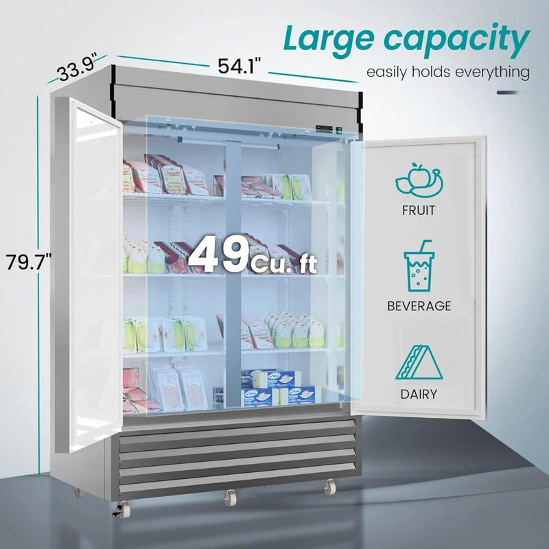 Large Commercial 49 Cu.Ft 2-Door Stainless Steel Reach-In Refrigerator With OmniSmart Temperature Control (SAK54160) by SAKSBY WHOLESALE