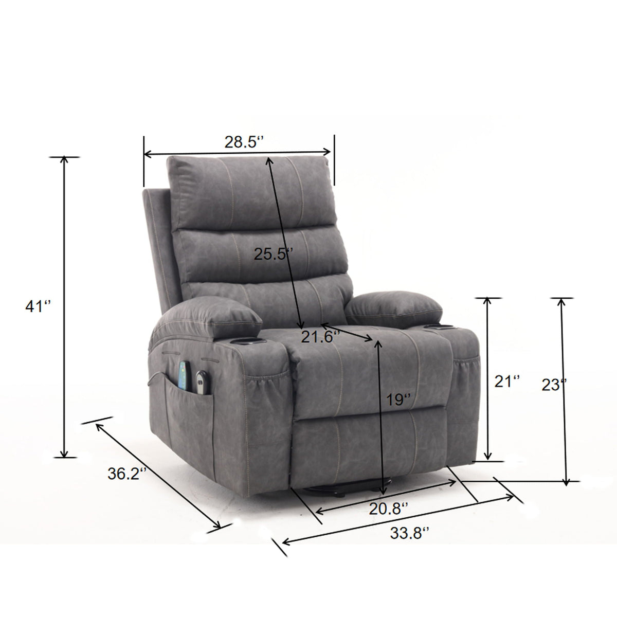 Large Electric Power Lift Recliner Chair with Massage and Heat - Faux Leather, photo 12 of 12