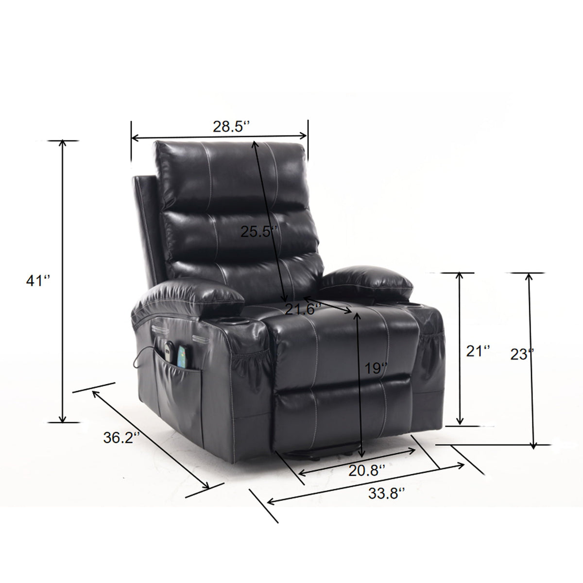 Large Electric Power Lift Recliner Chair with Massage and Heat - Faux Leather, photo 6 of 12