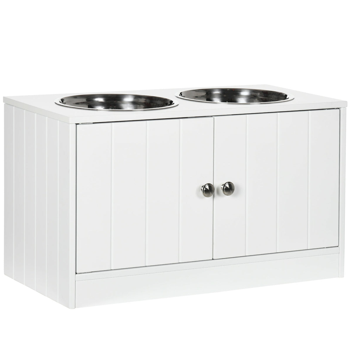 Large Elevated Dog Bowls with Storage Cabinet - Stainless Steel Feeder, photo 2 of 7