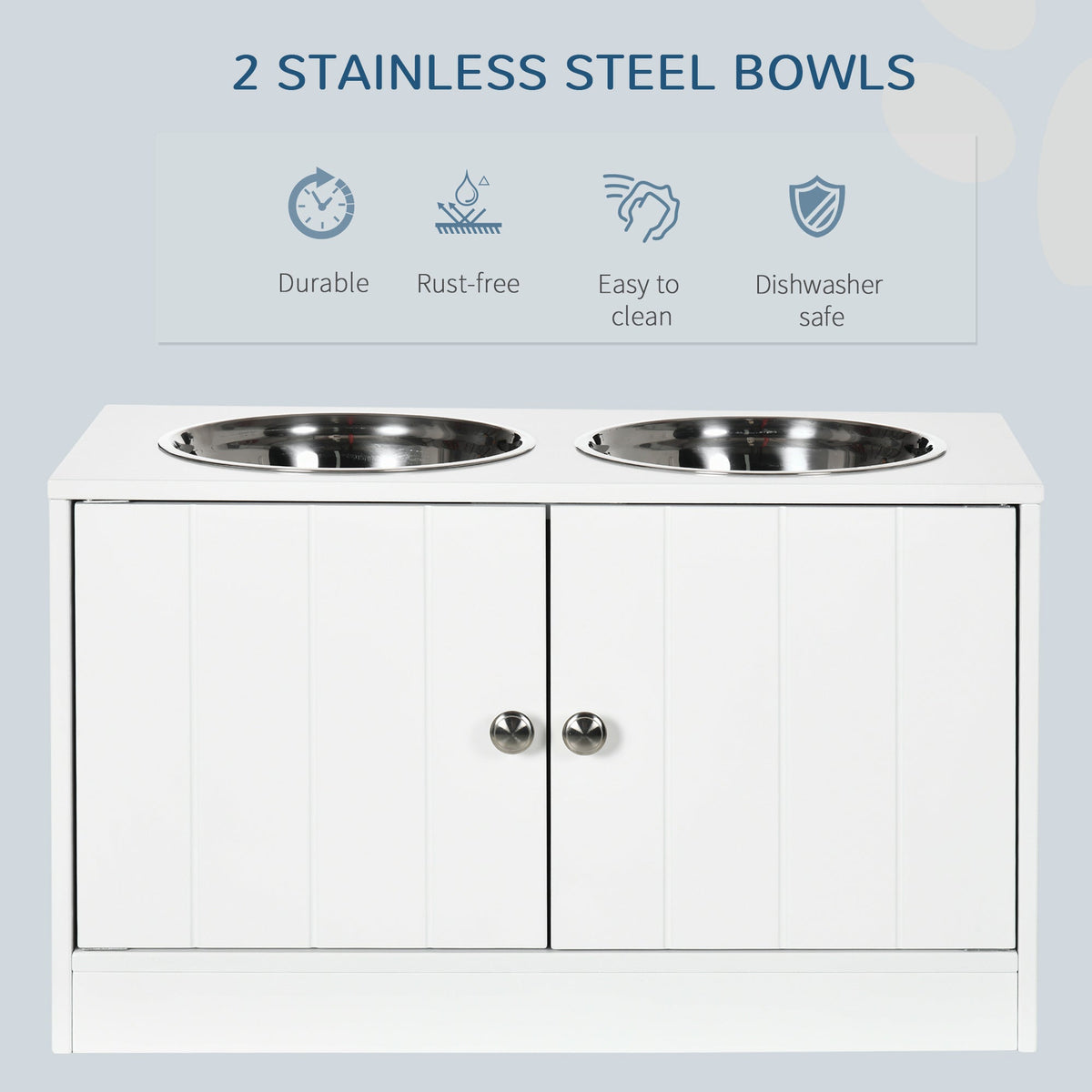 Large Elevated Dog Bowls with Storage Cabinet - Stainless Steel Feeder, photo 4 of 7