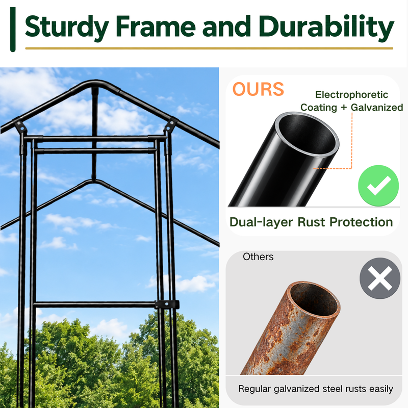 Large Metal Chicken Coop Run with Waterproof Cover, 19.7 × 9.8 × 6.6 ft, Black, photo 3 of 10