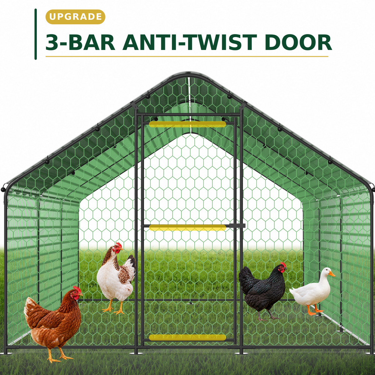 Large Metal Chicken Coop Run with Waterproof Cover, 19.7 × 9.8 × 6.6 ft, Black, photo 9 of 10