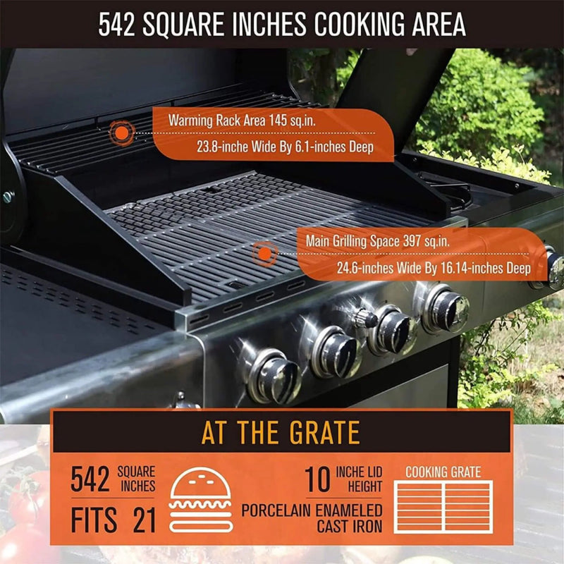 Large Outdoor 42K BTU BBQ Stainless Steel Propane Gas Grill With 4 Burners (SAK61283) by SAKSBY WHOLESALE