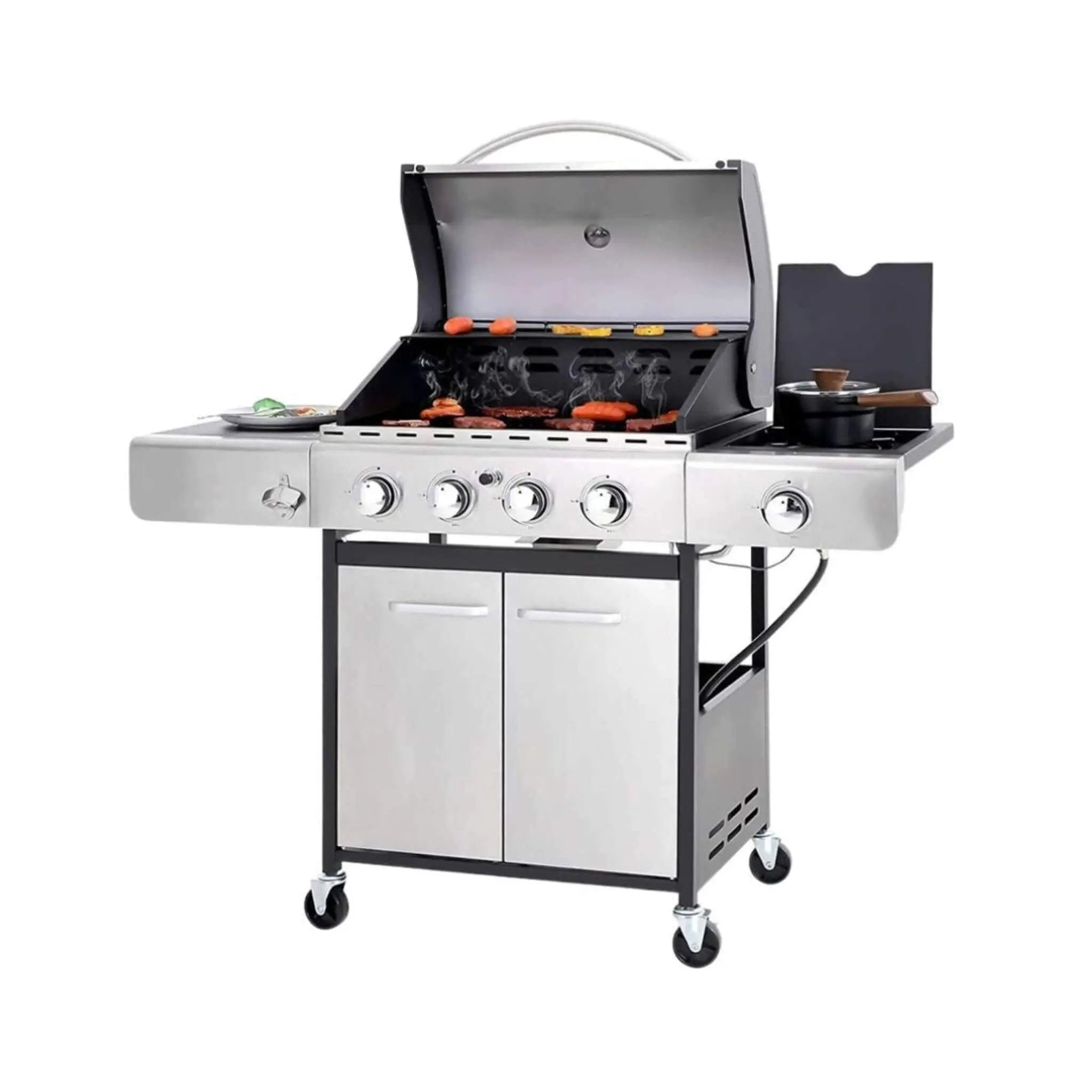 Large Outdoor 42K BTU BBQ Stainless Steel Propane Gas Grill With 4 Burners (SAK61283) by SAKSBY WHOLESALE