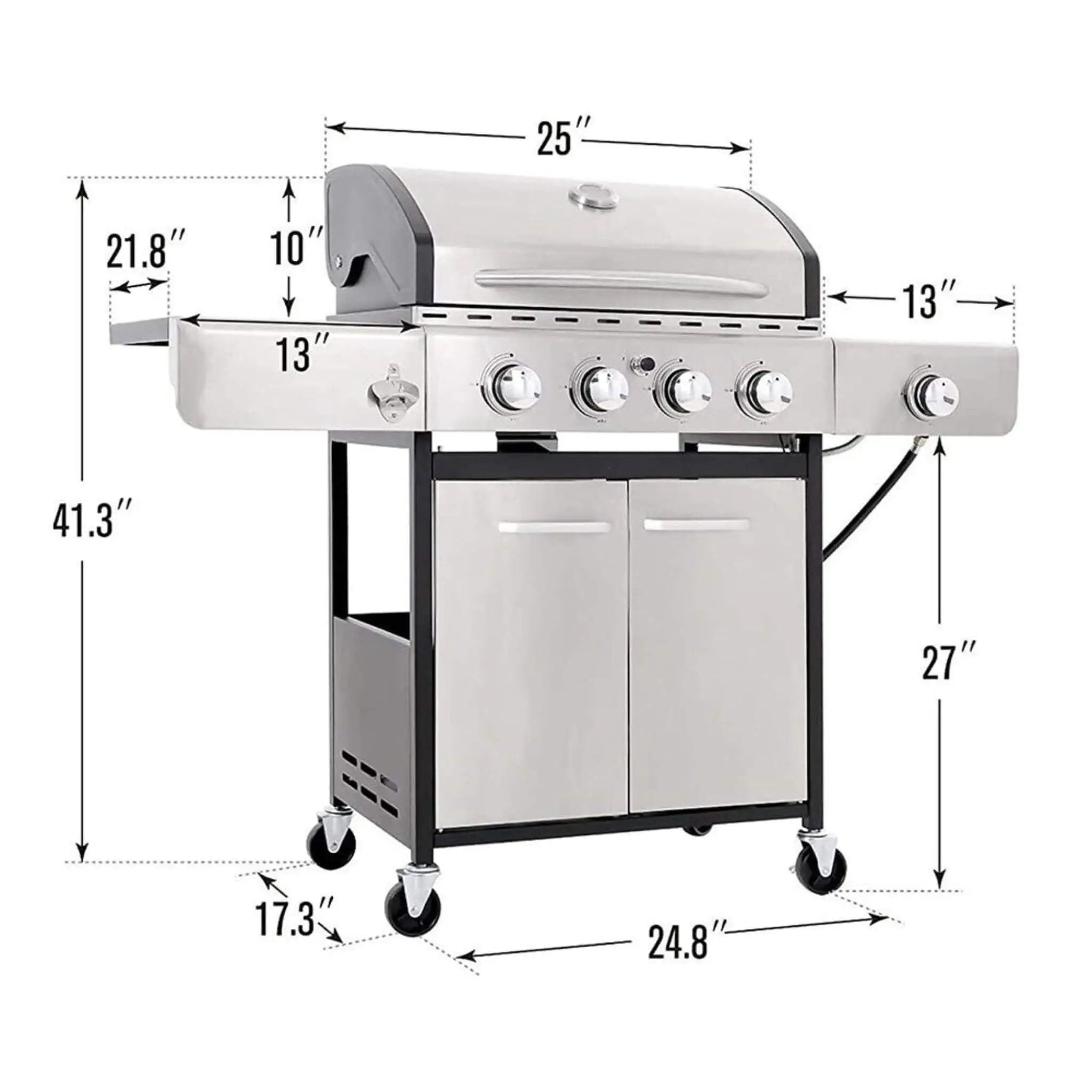 Large Outdoor 42K BTU BBQ Stainless Steel Propane Gas Grill With 4 Burners (SAK61283) by SAKSBY WHOLESALE