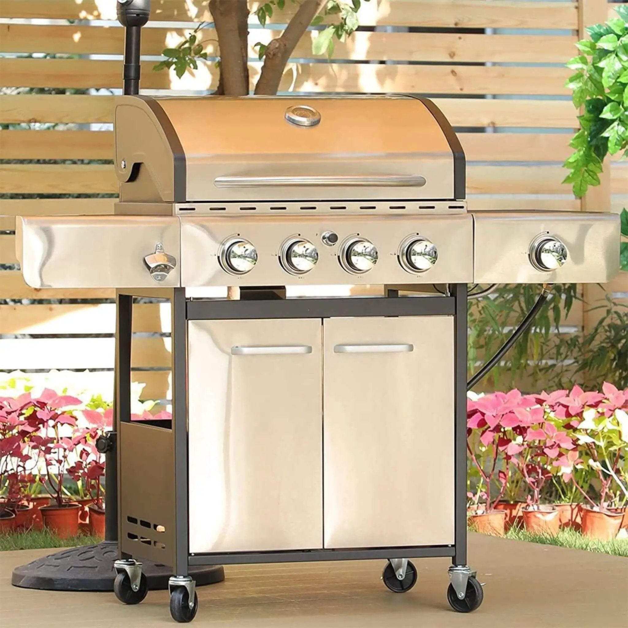 Large Outdoor 42K BTU BBQ Stainless Steel Propane Gas Grill With 4 Burners (SAK61283) by SAKSBY WHOLESALE