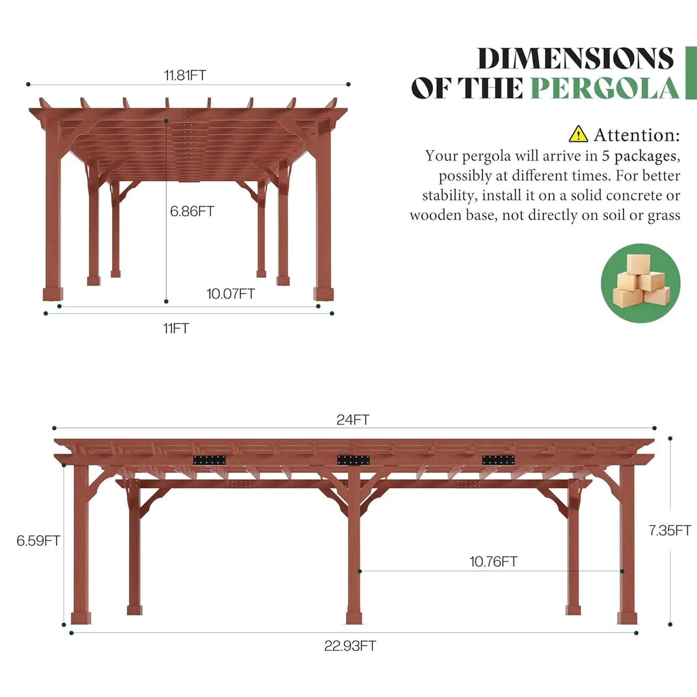 Alora Large Outdoor Cedar Wood Pergola Kit With Slatted Roof (SAK31064) by SAKSBY WHOLESALE