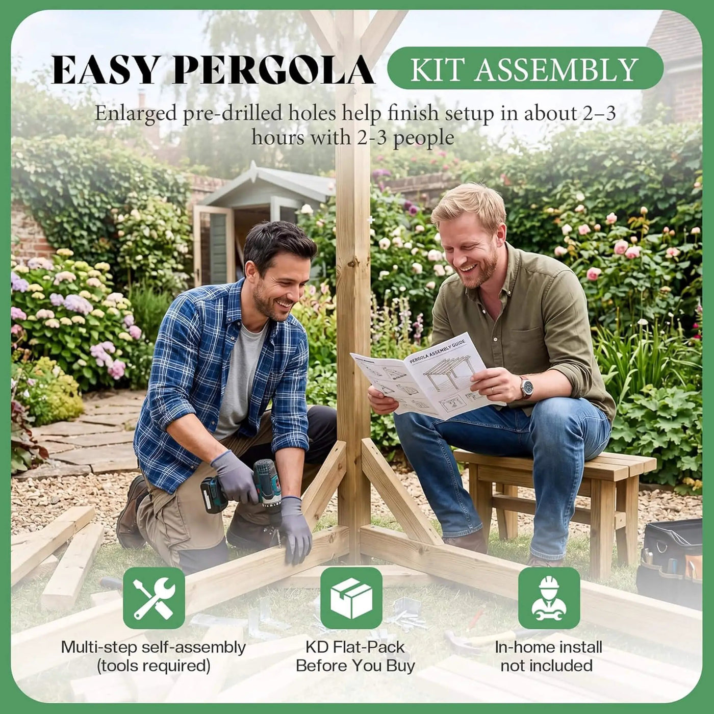 Alora Large Outdoor Cedar Wood Pergola Kit With Slatted Roof (SAK31064) by SAKSBY WHOLESALE