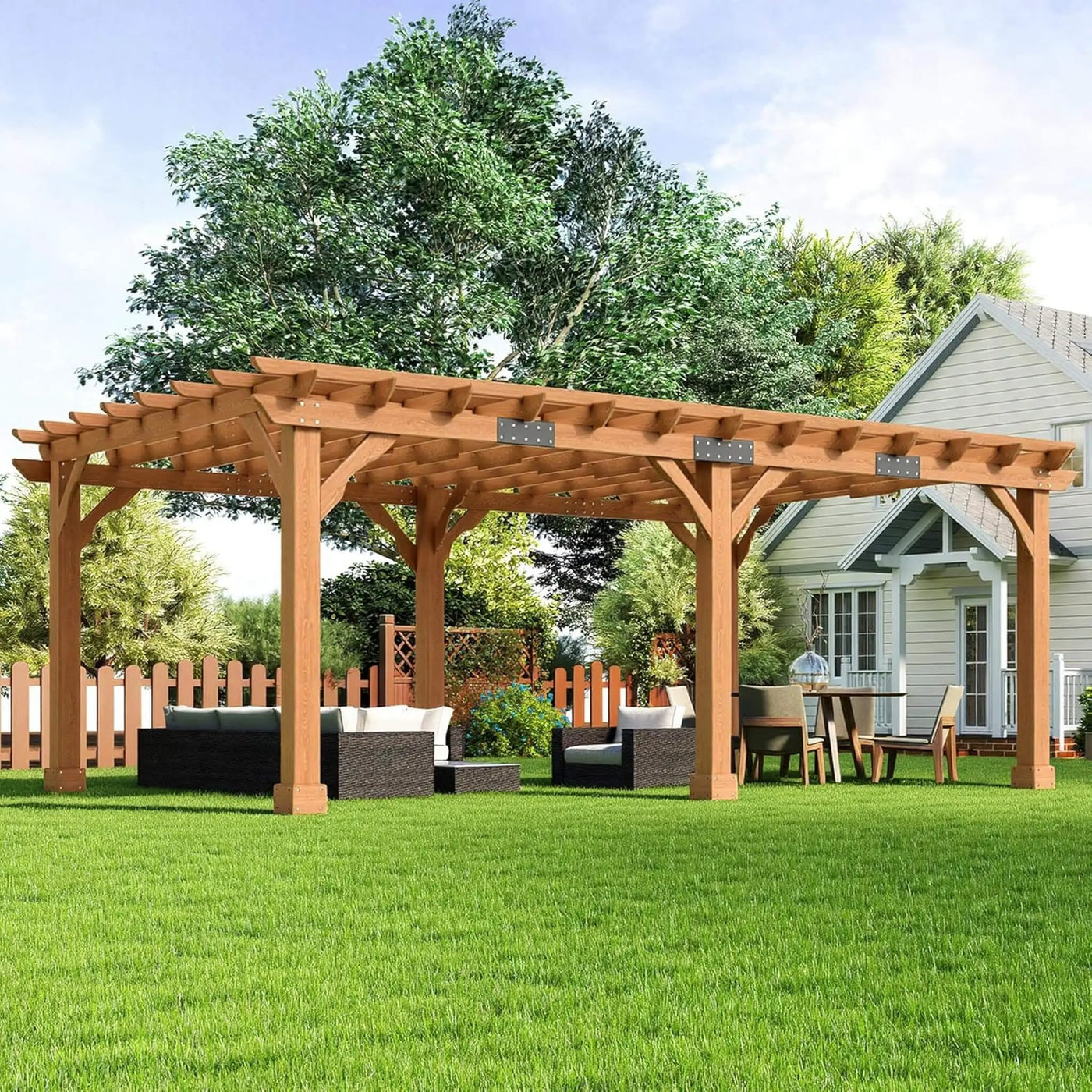 Alora Large Outdoor Cedar Wood Pergola Kit With Slatted Roof (SAK31064) by SAKSBY WHOLESALE