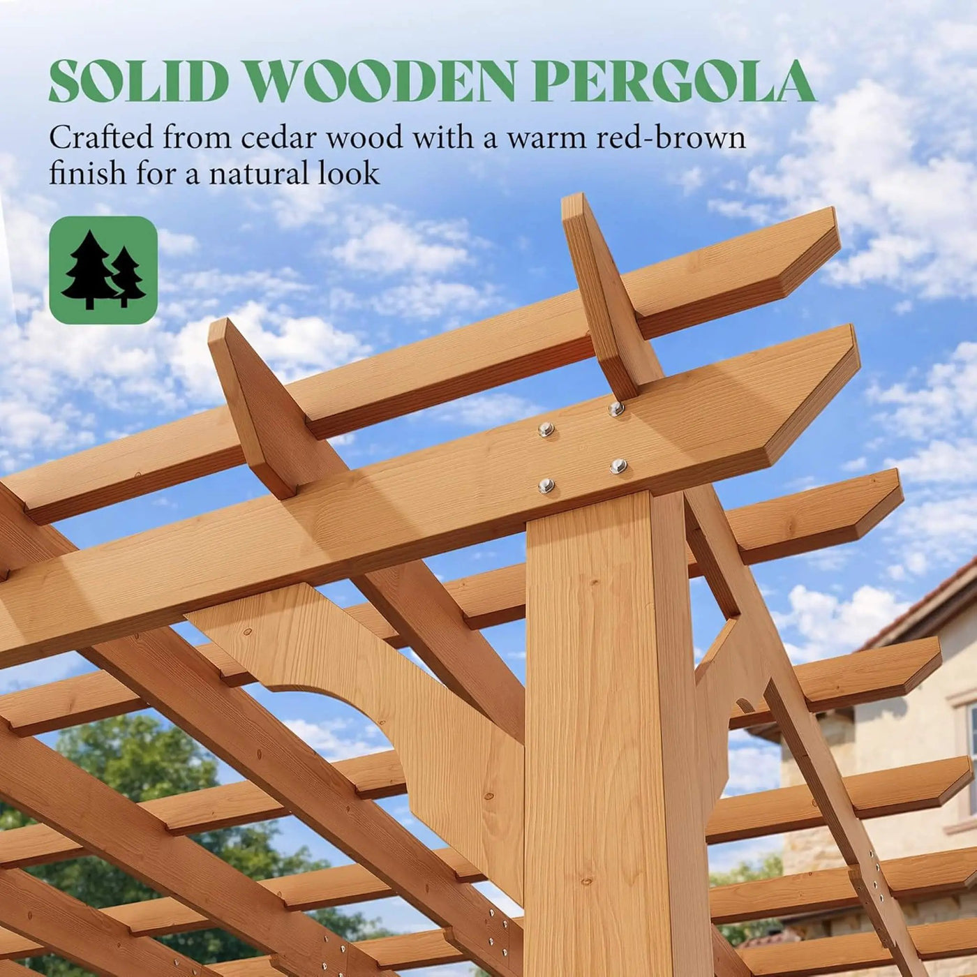 Alora Large Outdoor Cedar Wood Pergola Kit With Slatted Roof (SAK31064) by SAKSBY WHOLESALE