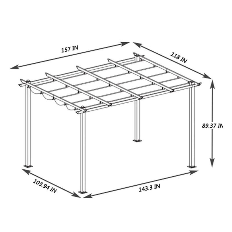[10X13FT] Alora Large Outdoor Patio Pergola With Canopy & Retractable Sun Shades, Beige (SAK51842) by SAKSBY WHOLESALE