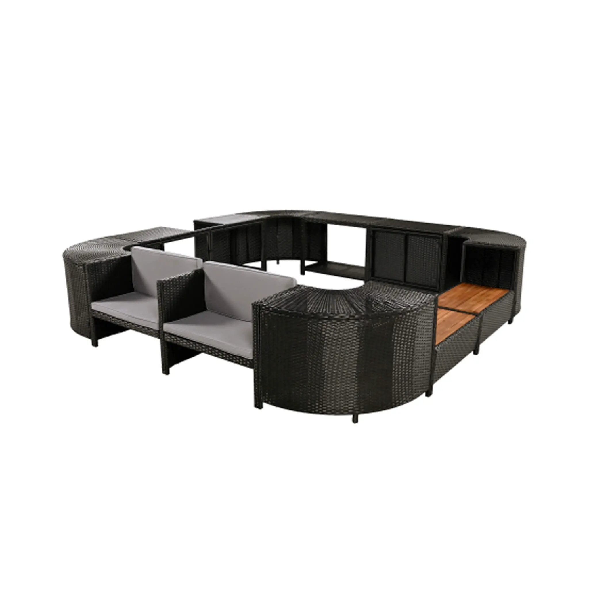 Alora Large Outdoor Quadrilateral Spa Surround Rattan Sectional Sofa Set With Storage Compartments (SAK80217) by SAKSBY WHOLESALE