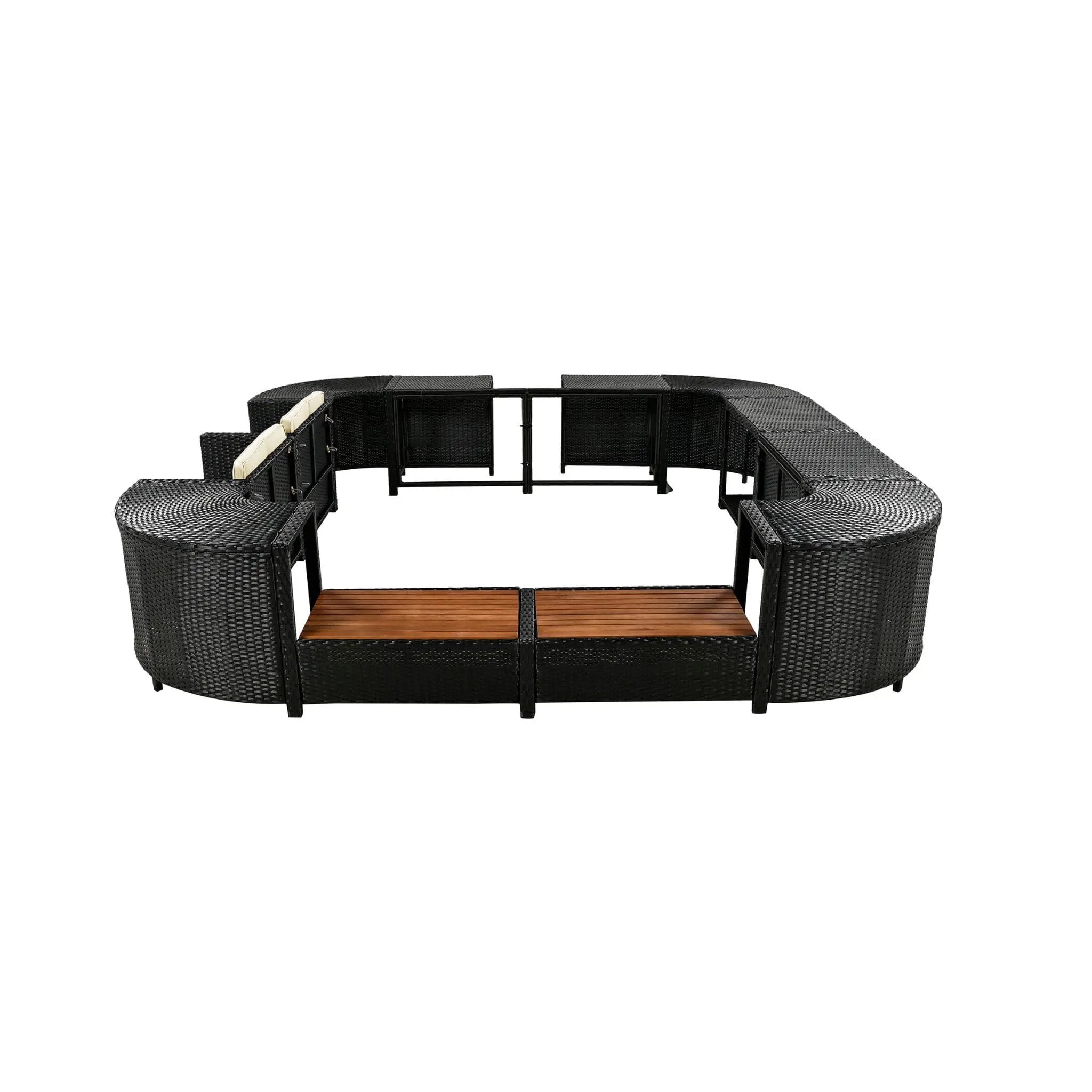 Alora Large Outdoor Quadrilateral Spa Surround Rattan Sectional Sofa Set With Storage Compartments (SAK80217) by SAKSBY WHOLESALE