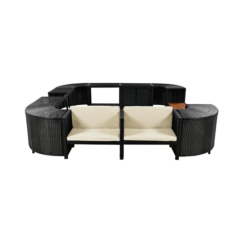 Alora Large Outdoor Quadrilateral Spa Surround Rattan Sectional Sofa Set With Storage Compartments (SAK80217) by SAKSBY WHOLESALE