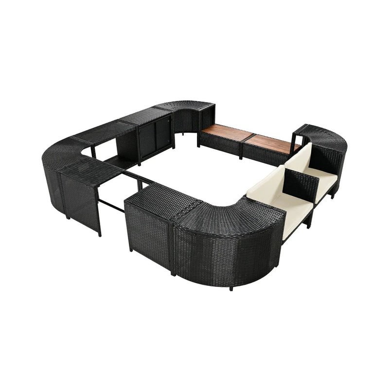 Alora Large Outdoor Quadrilateral Spa Surround Rattan Sectional Sofa Set With Storage Compartments (SAK80217) by SAKSBY WHOLESALE