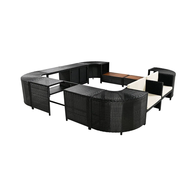 Alora Large Outdoor Quadrilateral Spa Surround Rattan Sectional Sofa Set With Storage Compartments (SAK80217) by SAKSBY WHOLESALE