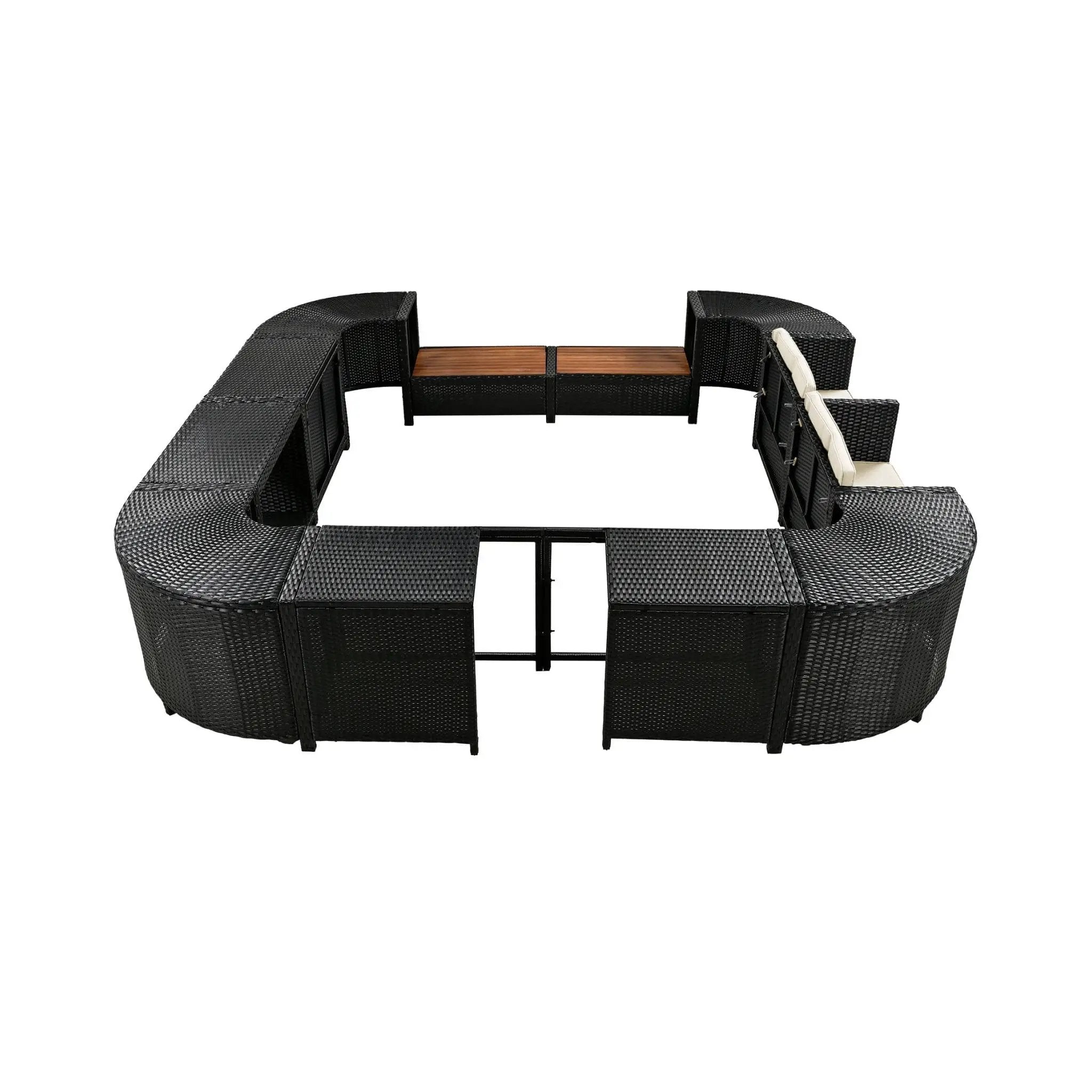 Alora Large Outdoor Quadrilateral Spa Surround Rattan Sectional Sofa Set With Storage Compartments (SAK80217) by SAKSBY WHOLESALE