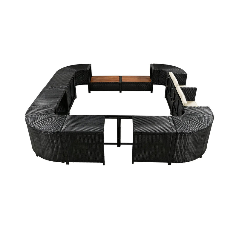 Alora Large Outdoor Quadrilateral Spa Surround Rattan Sectional Sofa Set With Storage Compartments (SAK80217) by SAKSBY WHOLESALE