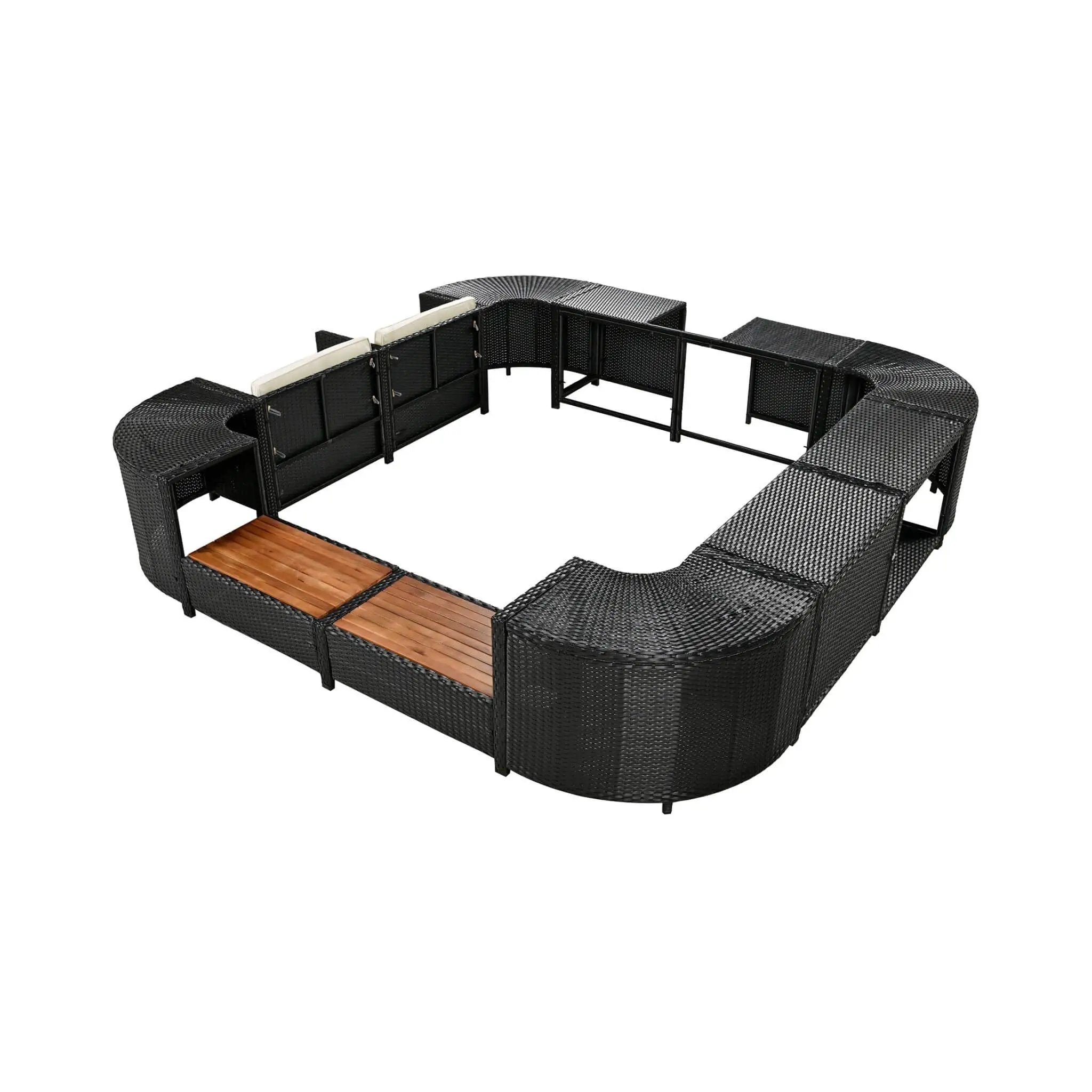 Alora Large Outdoor Quadrilateral Spa Surround Rattan Sectional Sofa Set With Storage Compartments (SAK80217) by SAKSBY WHOLESALE