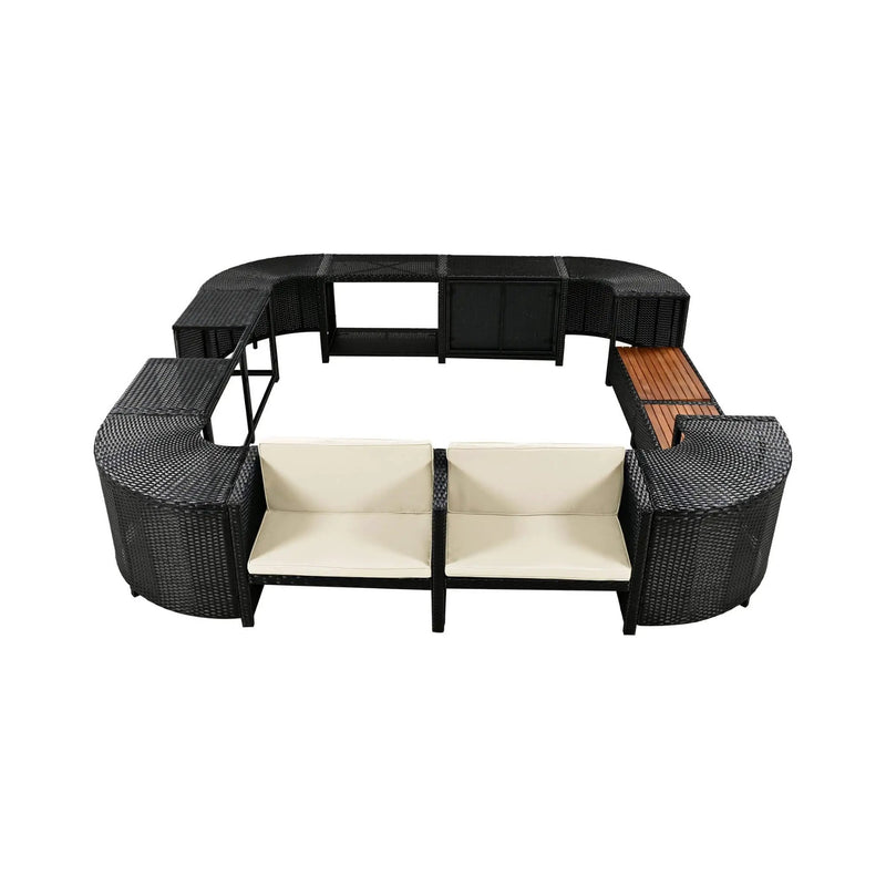 Alora Large Outdoor Quadrilateral Spa Surround Rattan Sectional Sofa Set With Storage Compartments (SAK80217) by SAKSBY WHOLESALE