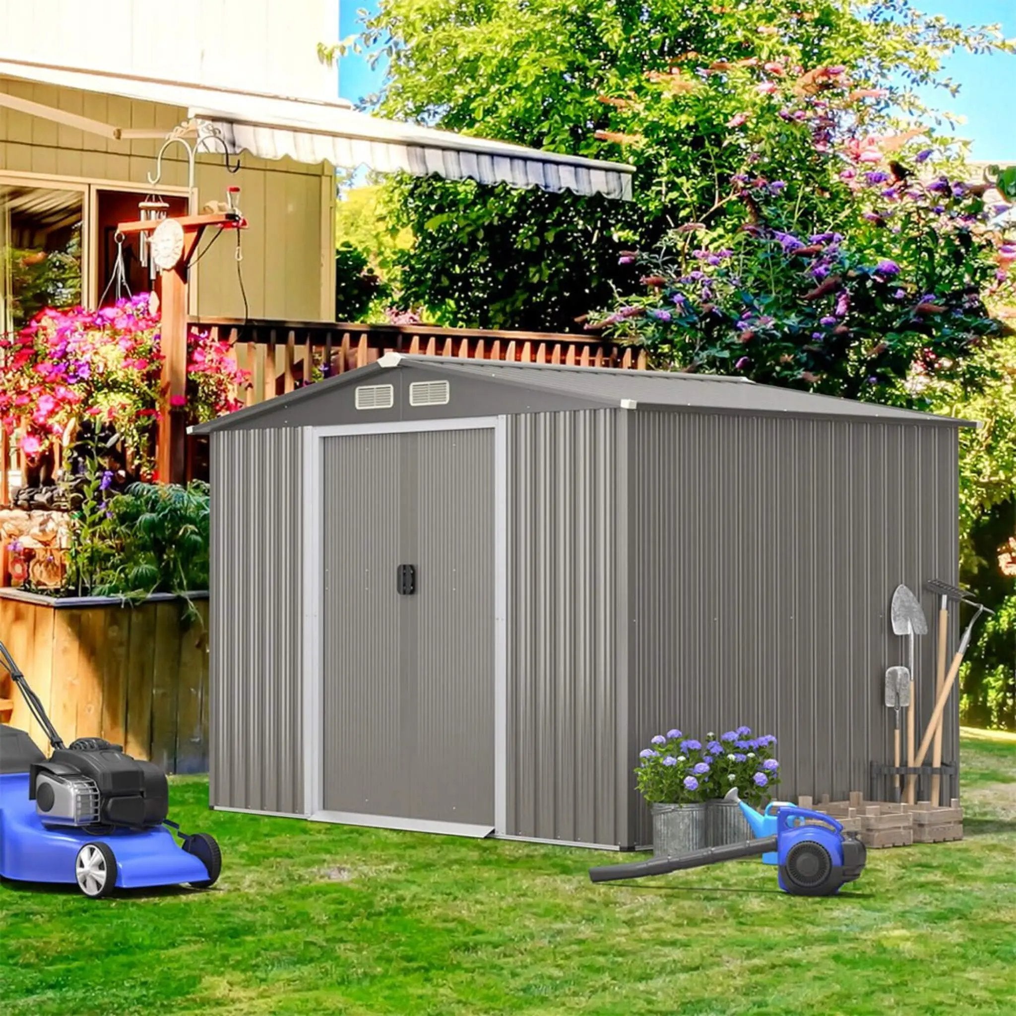 [08X06FT] Alora Premium Outdoor Steel Tool Storage Garden Backyard Shed (SAK74185) by SAKSBY WHOLESALE