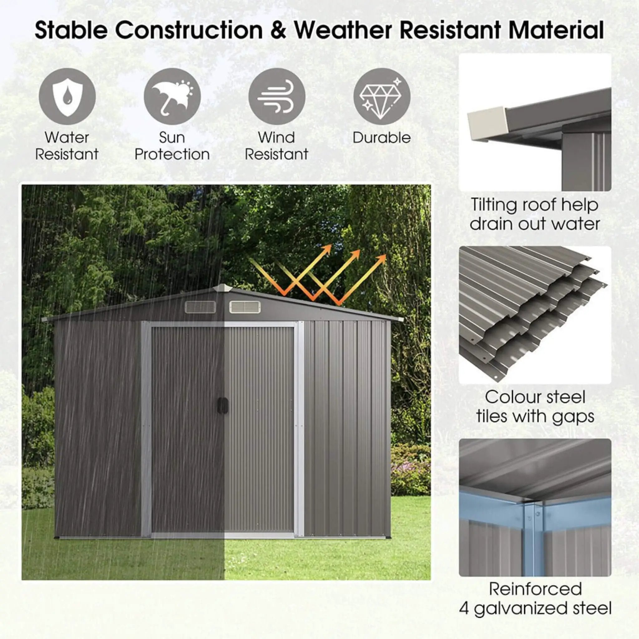 [08X06FT] Alora Premium Outdoor Steel Tool Storage Garden Backyard Shed (SAK74185) by SAKSBY WHOLESALE
