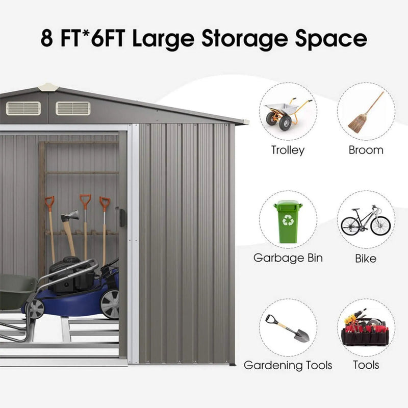 [08X06FT] Alora Premium Outdoor Steel Tool Storage Garden Backyard Shed (SAK74185) by SAKSBY WHOLESALE