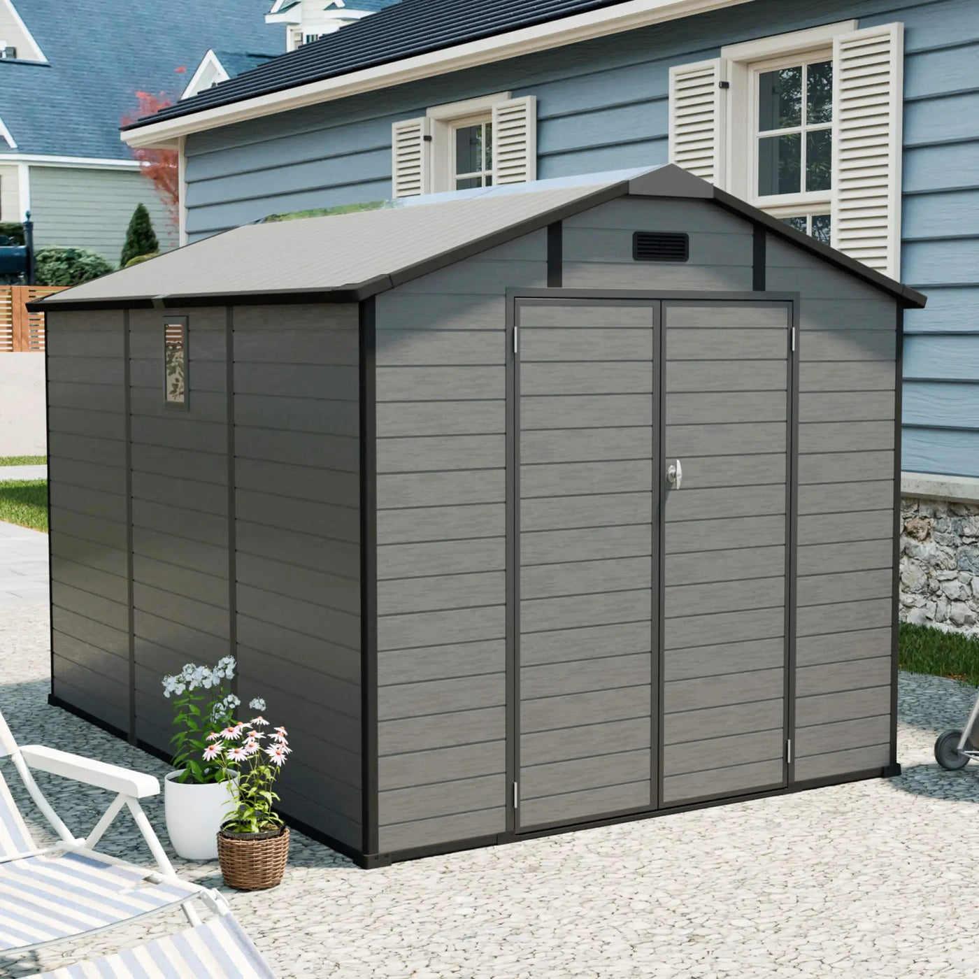 Alora Large Plastic Lockable Resin Outdoor Storage Shed With Window And Floor (SAK25870) by SAKSBY WHOLESALE