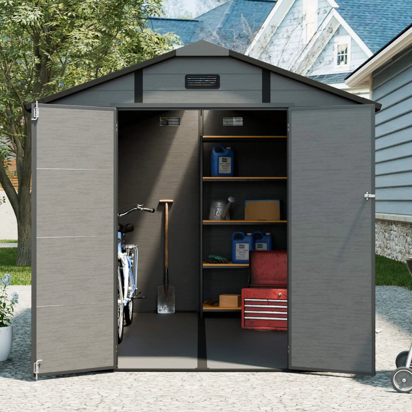 Alora Large Plastic Lockable Resin Outdoor Storage Shed With Window And Floor (SAK25870) by SAKSBY WHOLESALE