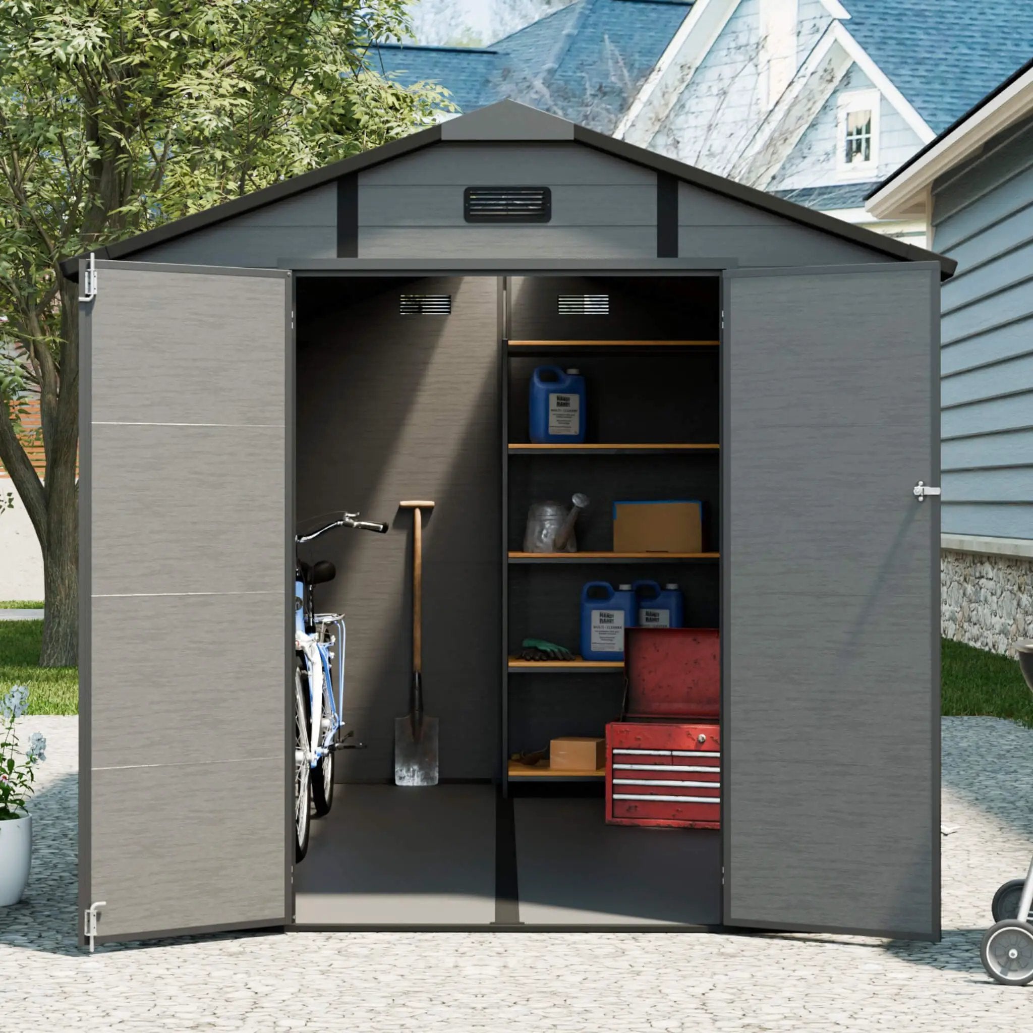Alora Large Plastic Lockable Resin Outdoor Storage Shed With Window And Floor (SAK25870) by SAKSBY WHOLESALE