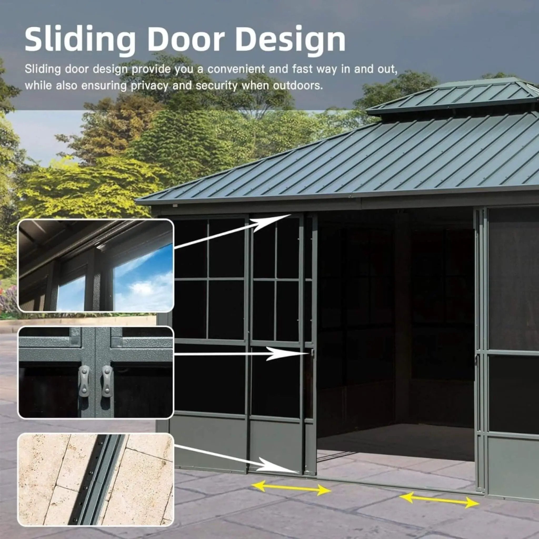 [12X14FT] Alora Veranda Large Heavy-Duty All-Season Steel Top Aluminum Double Roof Backyard Sunroom (SAK97284) by SAKSBY WHOLESALE