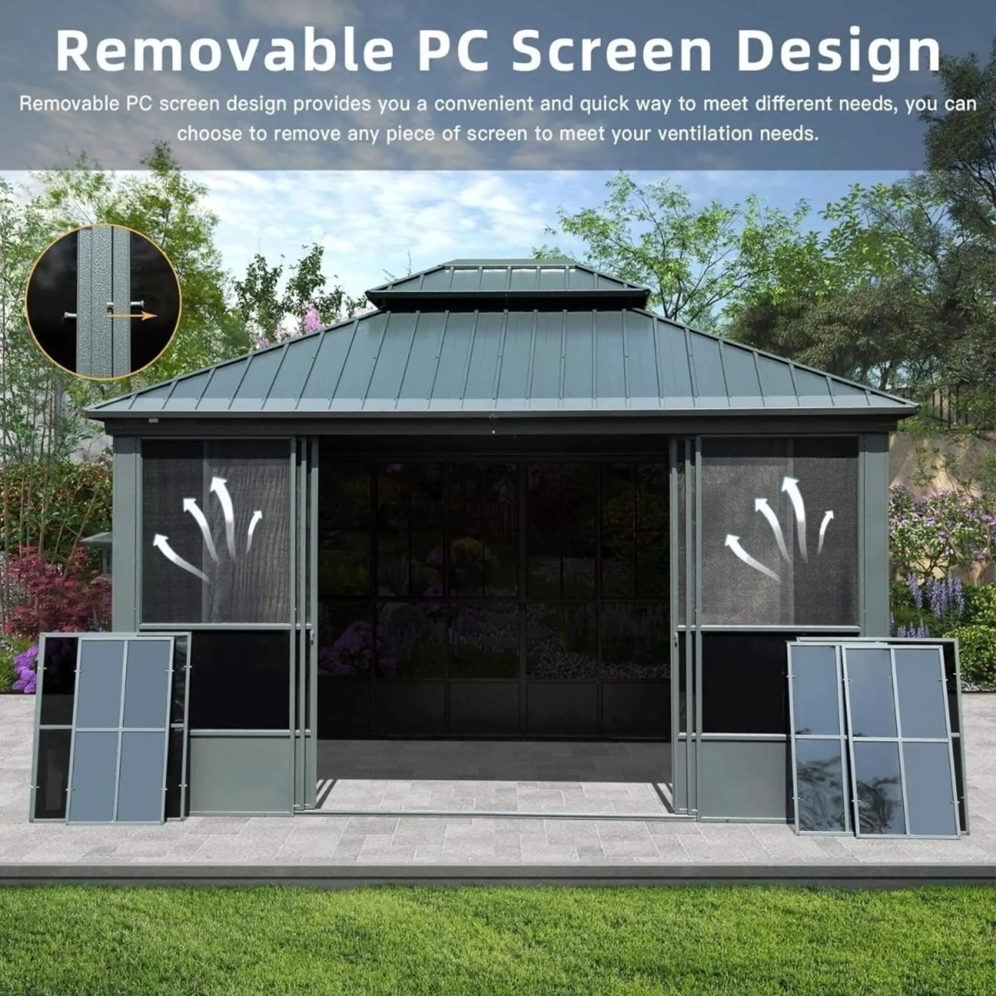[12X14FT] Alora Veranda Large Heavy-Duty All-Season Steel Top Aluminum Double Roof Backyard Sunroom (SAK97284) by SAKSBY WHOLESALE
