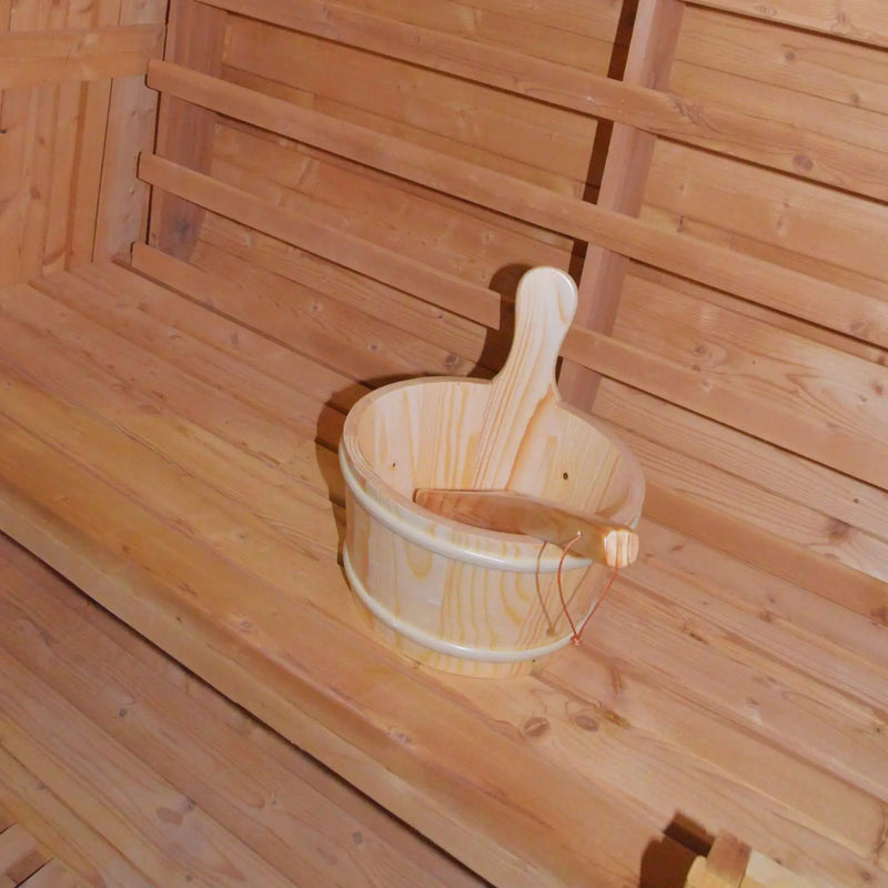 Thermora Ignite Large Premium American White Oak Outdoor Wooden Barrel Sauna With 4.5KW Sauna Heater (SAK45968) by SAKSBY WHOLESALE