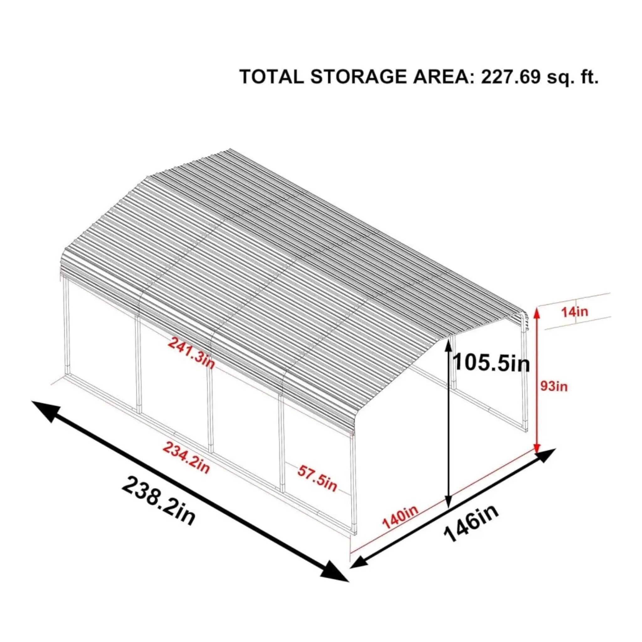 [12X20FT] Alora Premium Modern Heavy-Duty Outdoor Alloy Steel Carport Canopy (SAK91486) by SAKSBY WHOLESALE