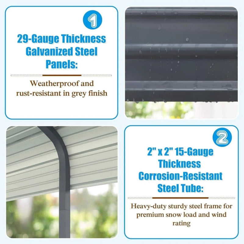 [12X20FT] Alora Premium Modern Heavy-Duty Outdoor Alloy Steel Carport Canopy (SAK91486) by SAKSBY WHOLESALE
