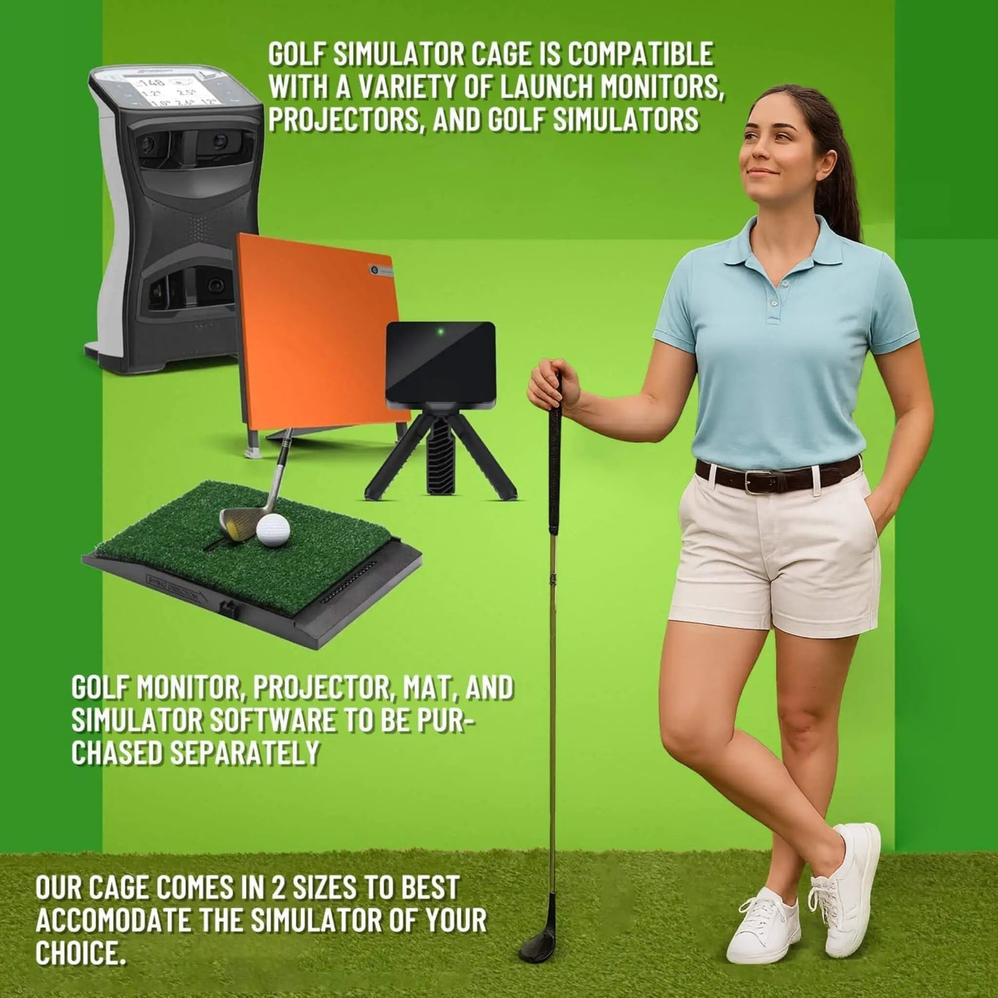 Large Premium Indoor Golf Simulator Enclosure Net With Frame And HD Screen Kit [ENCLOSURE ONLY] (SAK34172) by SAKSBY WHOLESALE