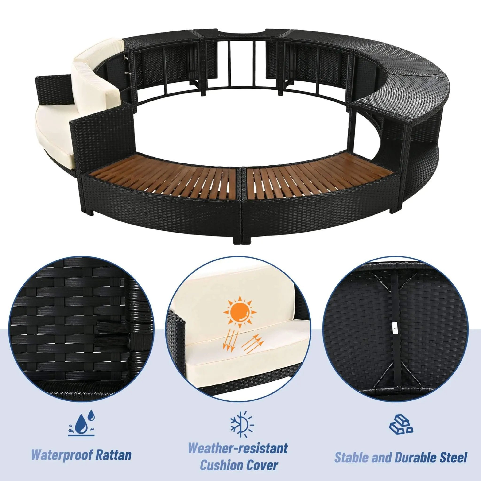 Alora Large Premium Surround Spa Patio Rattan Sofa Set With Storage Compartments And Cushions (SAK75629) by SAKSBY WHOLESALE