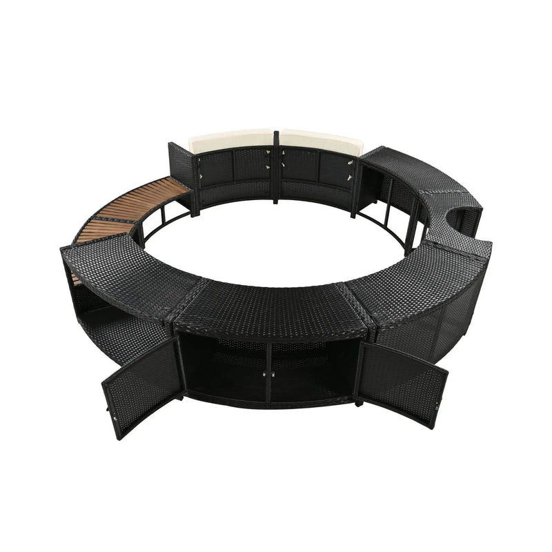 Alora Large Premium Surround Spa Patio Rattan Sofa Set With Storage Compartments And Cushions (SAK75629) by SAKSBY WHOLESALE