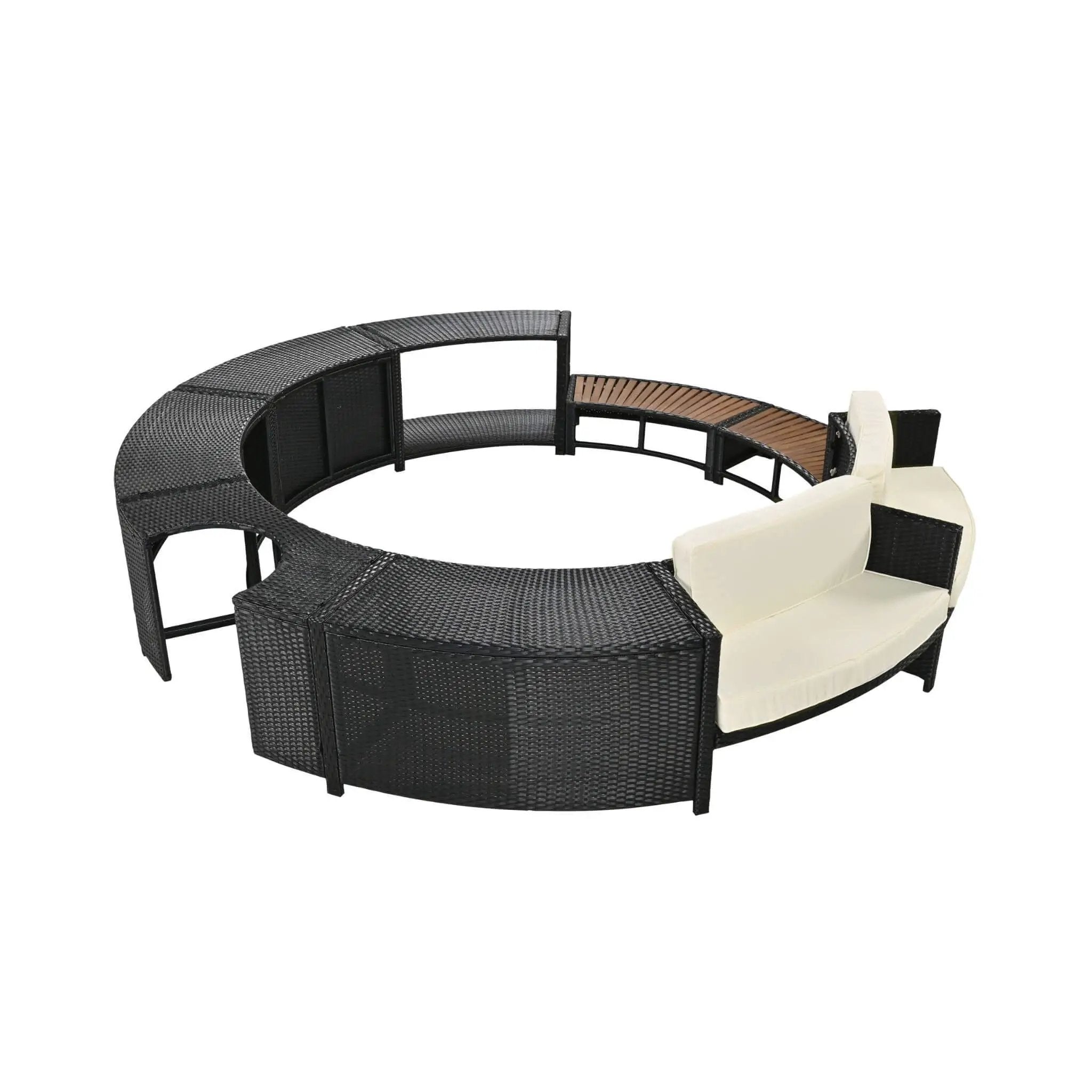 Alora Large Premium Surround Spa Patio Rattan Sofa Set With Storage Compartments And Cushions (SAK75629) by SAKSBY WHOLESALE
