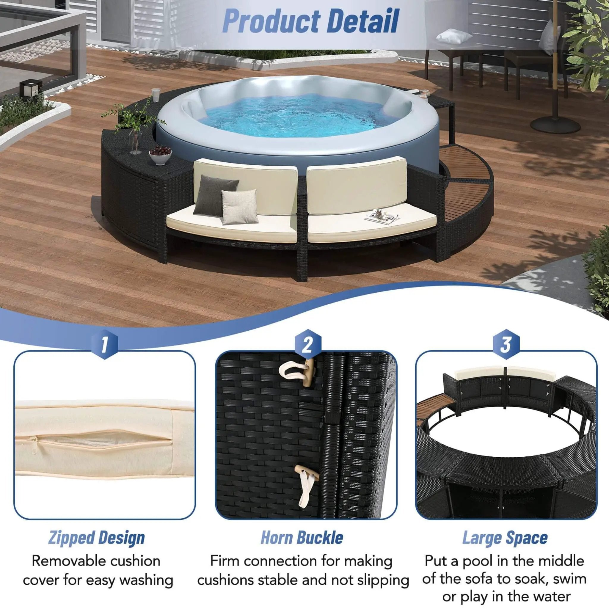 Alora Large Premium Surround Spa Patio Rattan Sofa Set With Storage Compartments And Cushions (SAK75629) by SAKSBY WHOLESALE