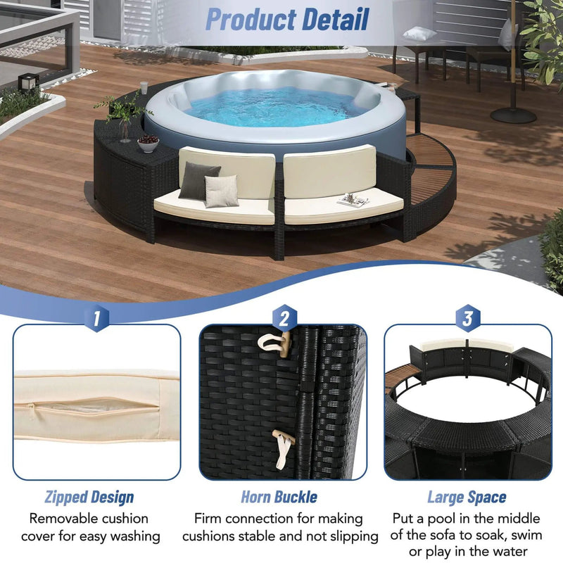 Alora Large Premium Surround Spa Patio Rattan Sofa Set With Storage Compartments And Cushions (SAK75629) by SAKSBY WHOLESALE